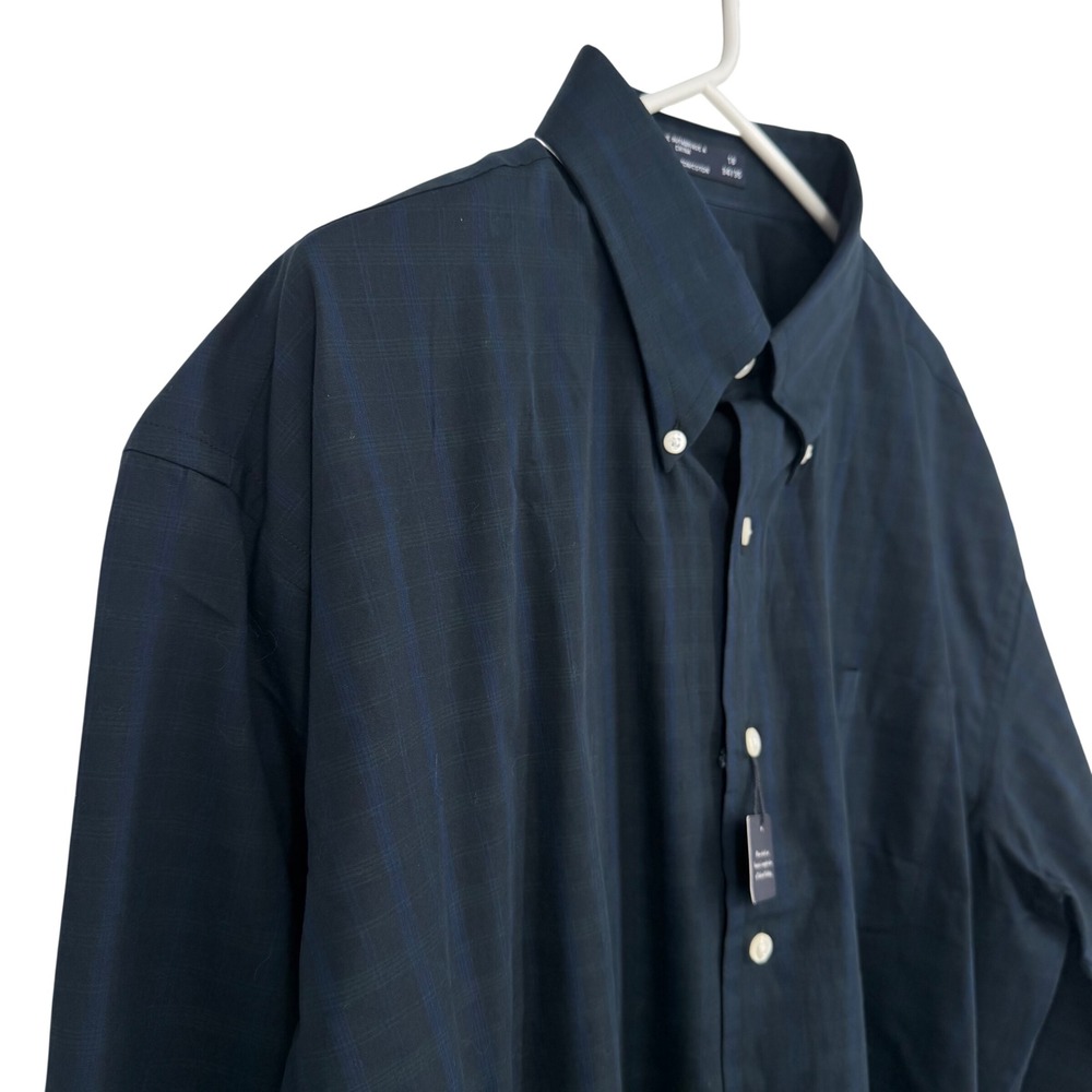 Nautica Button Down Shirt Mens 18 34/35 Black Blue Plaid NWT Preppy Business - Picture 3 of 8